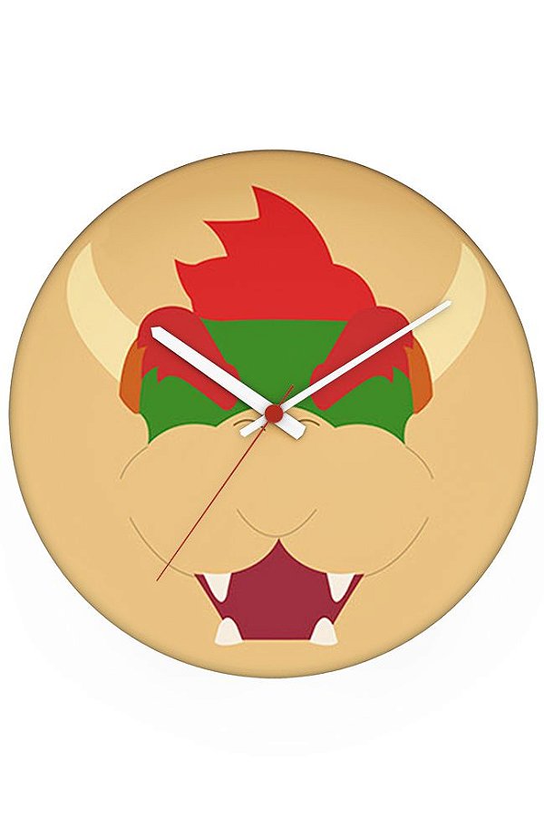 Relógio de Parede Bowser Face - Nerd e Geek - Presentes Criativos