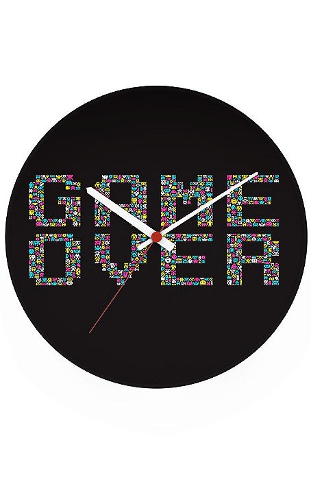 Relógio de Parede Game Over - Nerd e Geek - Presentes Criativos