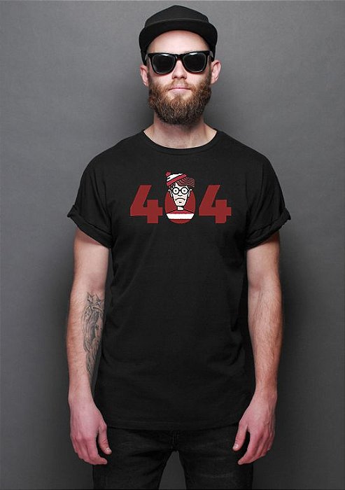 Camiseta Masculina Error 404 Not Found Wally - Nerd e Geek - Presentes Criativos