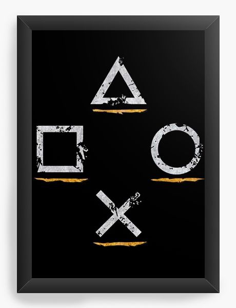 Quadro Decorativo A4 (33X24) Controle Play - Nerd e Geek - Presentes Criativos