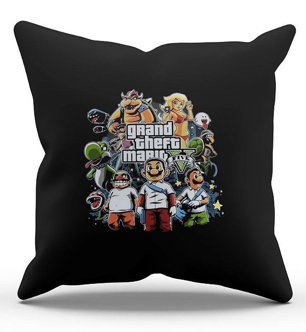 Almofada Decorativa  Grand theft Mario 45x45 - Nerd e Geek - Presentes Criativos