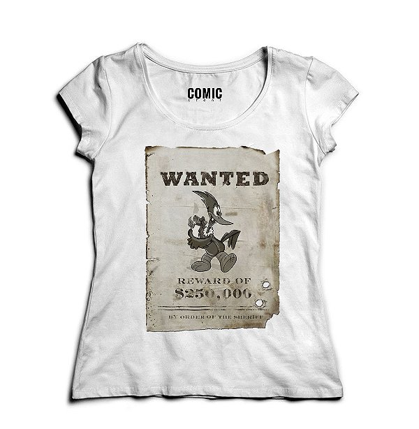 Camiseta Feminina Wanted - Nerd e Geek - Presentes Criativos