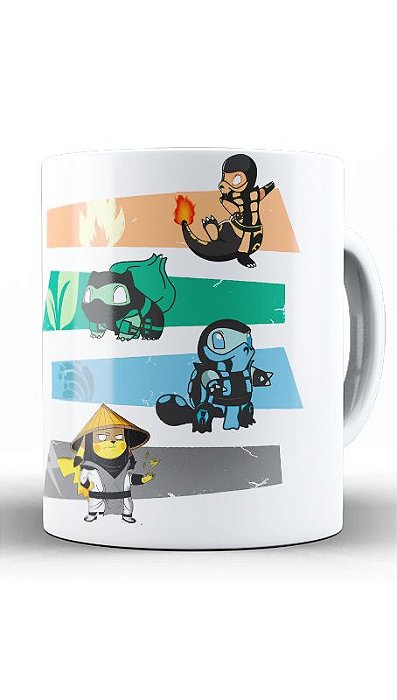 Caneca Anime Pokemon Kombat - Nerd e Geek - Presentes Criativos