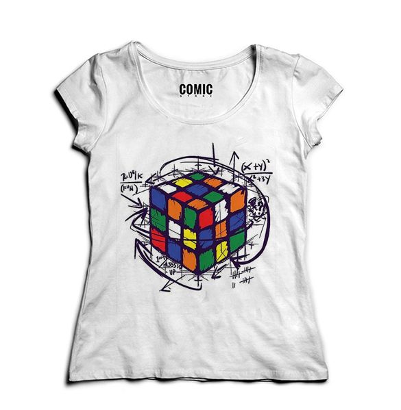 Camiseta Feminina Cubo Magico - Nerd e Geek - Presentes Criativos