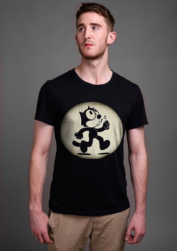Camiseta Masculina  Gato Felix - Nerd e Geek - Presentes Criativos