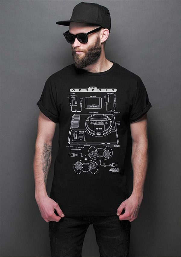 Camiseta Masculina  Mega Drive - Nerd e Geek - Presentes Criativos