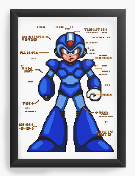 Quadro Decorativo A4 (33X24) Mega Man - Nerd e Geek - Presentes Criativos