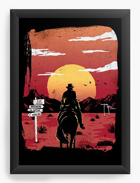 Quadro Decorativo A4 (33X24) Red Dead Redemption Way to nowhere - Nerd e Geek - Presentes Criativos