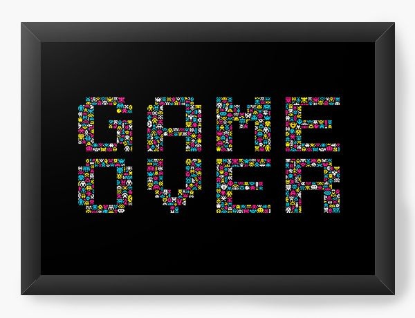 Quadro Decorativo A3 (45X33) Game Over - Nerd e Geek - Presentes Criativos