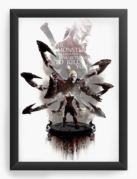 Quadro Decorativo A3 (45X33) God of War - Nerd e Geek - Presentes Criativos