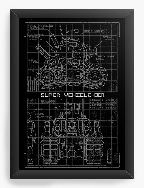 Quadro Decorativo A3 (45X33) Metal Slug Blueprint  SV 001 - Nerd e Geek - Presentes Criativos