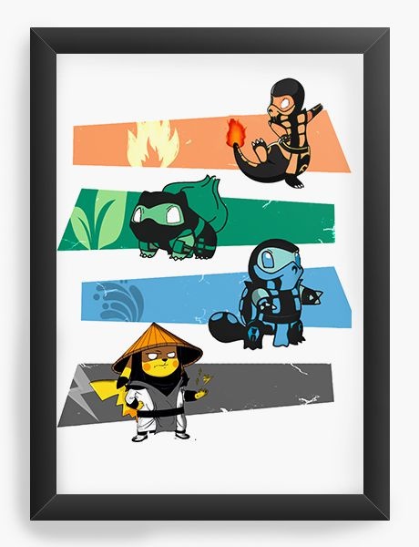 Quadro Decorativo A3 (45X33) Pokemon Kombat - Nerd e Geek - Presentes Criativos