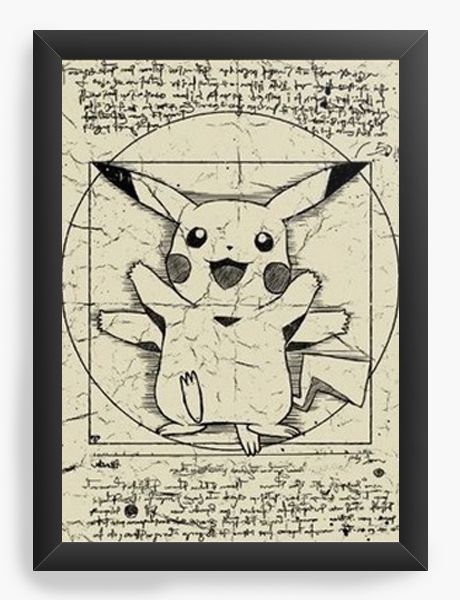 Quadro  Decorativo A3 45X33 Pokemon Pikachu - Nerd e Geek - Presentes Criativos