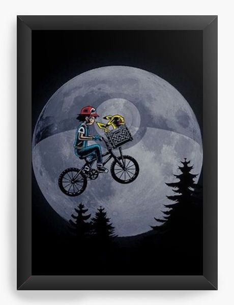 Quadro Decorativo A3 (45X33)  Pokemon E.T - Nerd e Geek - Presentes Criativos