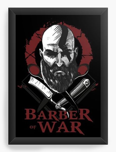 Quadro Decorativo A4 (33X24) Barber of War  - Nerd e Geek - Presentes Criativos