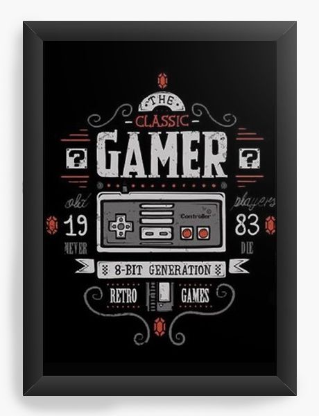 Quadro Decorativo A4 (33X24) Gamer 16bit Super  - Nerd e Geek - Presentes Criativos