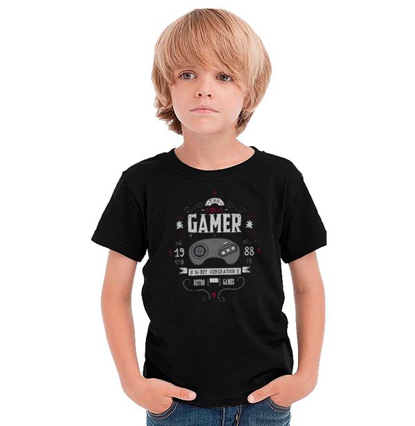 Camiseta Infantil Gamer 16bit Super - Nerd e Geek - Presentes Criativos