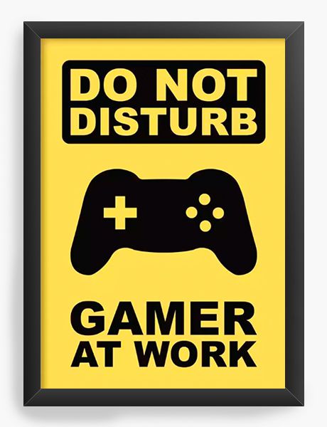 Quadro Decorativo Gamer at Work Nerd e Geek - Presentes Criativos