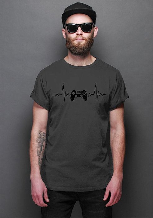 Camiseta Masculina Controle batimentos cardíacos Nerd e Geek - Presentes Criativos