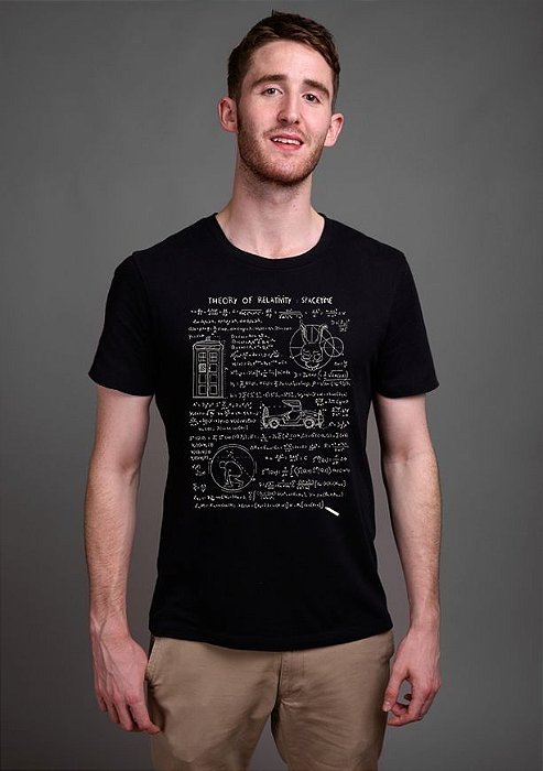 Camiseta Masculina Theory of Relativity Space Time - Nerd e Geek - Presentes Criativos