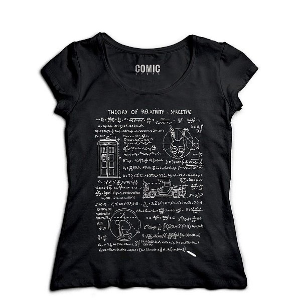 Camiseta Feminina Theory of Relativity Space Time - Nerd e Geek - Presentes Criativos