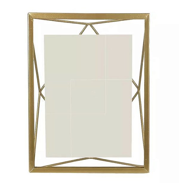 Porta-retrato Metal Geométrico Dourado 13x18cm