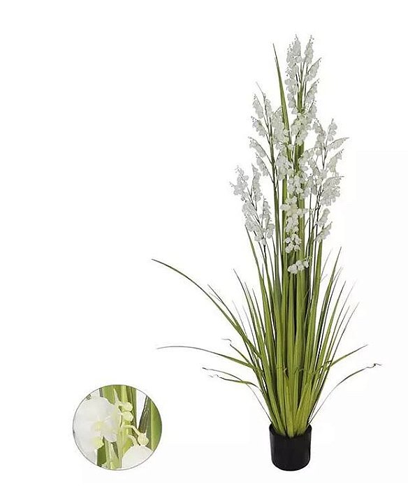 Planta Árvore Artificial Grass com Flor Branco 1,4m