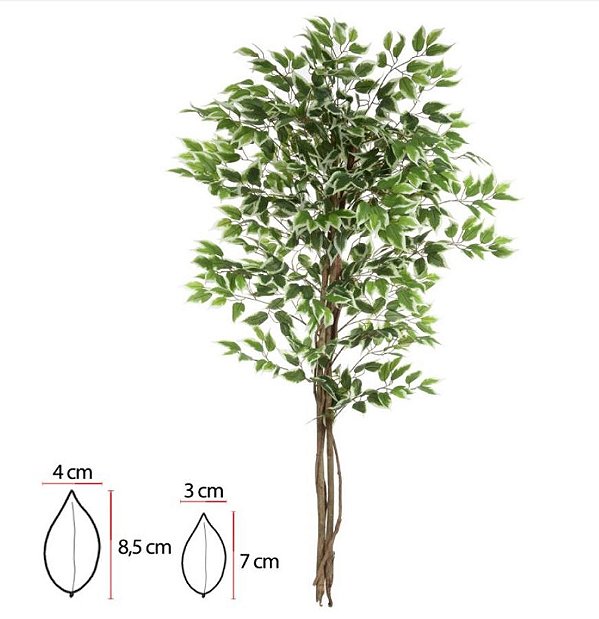 Planta Árvore Artificial Ficus Verde Creme 1,50m