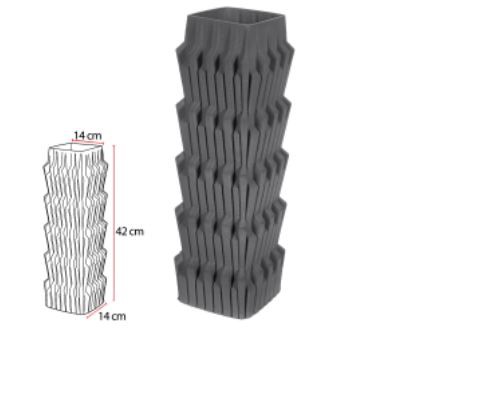 Vaso Longo Decorativo Ceramica Cinza Escuro 42cm