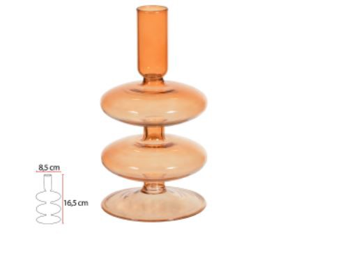 Vaso Castical Decorativo Vidro Laranja 16,5cm
