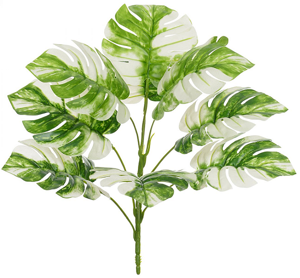 Folhagem Artificial Costela De Adão forracao Real Toque Verde Branco 40cm