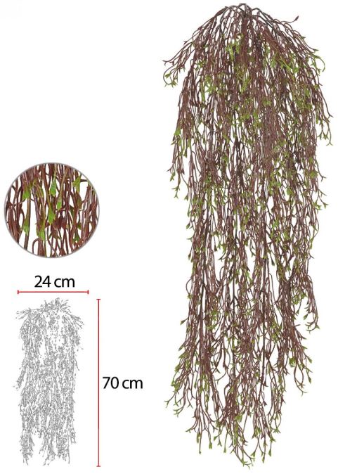 Folhagem Artificial Rosario Pendurar Verde Marrom 78cm