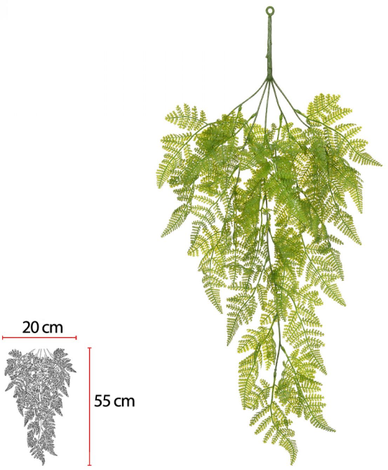 Folhagem Artificial Samambaia Pendurar Verde 70cm