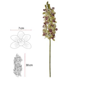 Haste Flor Artificial Orquidea Dendrobium Real Toque X20 Verde Creme 82cm