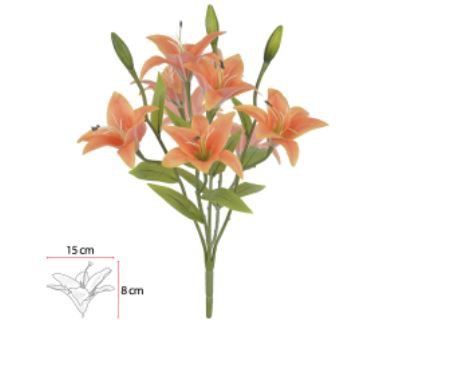 Buquê Lírio Real Toque X12 Laranja 50cm
