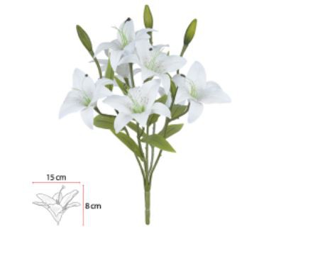 Buquê Lírio Real Toque X12 Branco 50cm