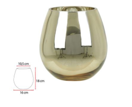 Vaso Vidro Aquario Dourado 16x18cm