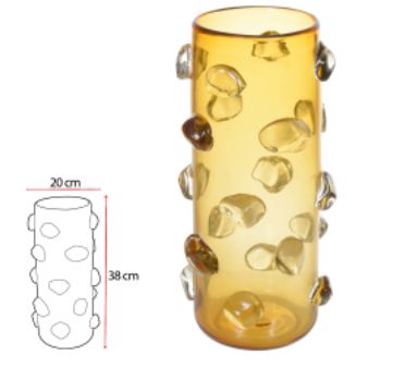Vaso Decorativo Vidro Transparente Ambar 38cm