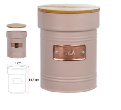 Pote Hermetico Aço Galvan 1050ML Tea C/ Tampa Bambu Azul 14,7x11,2cm