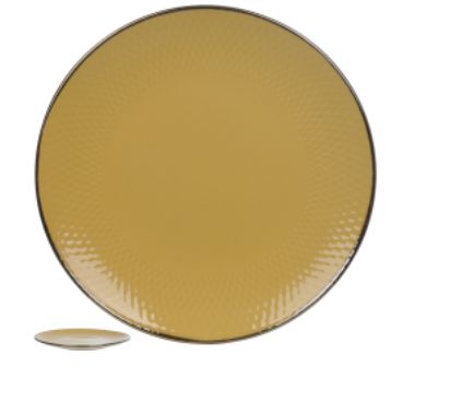 Prato Raso Ceramica Royal C/Borda Dourada Mostarda 27cm