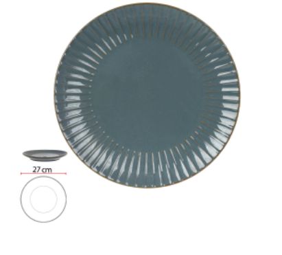 Centro De Mesa Ceramica Boreal Redondo Azul Acinzentado 27cm
