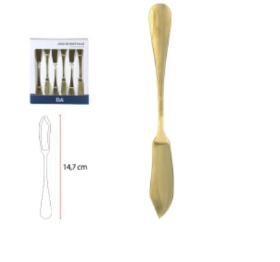 Conjunto Espatula Aço Inox 6 Peças Dourado 14,7cm