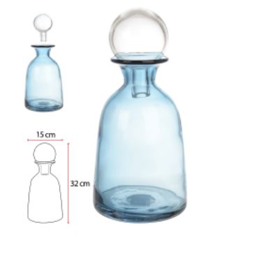 Vaso Decorativo Vidro Azul 32cm