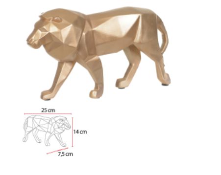 Escultura Decor Poliresina Leão Dourado 25x14cm