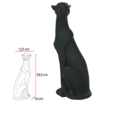 Escultura Decorativa Poliresina Leopardo Preto 12,5x29,5cm