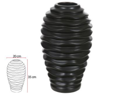 Vaso Decorativo Ceramica Preto 35cm