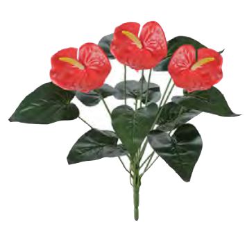 Planta Árvore Artificial Antúrio Real Toque X3 Vermelho 49cm