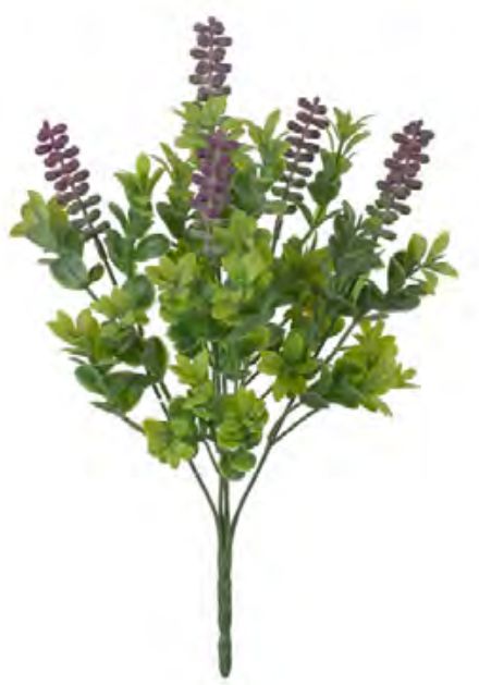 Folhagem Artificial Berry C/Powder X5 Berinjela Verde 34cm