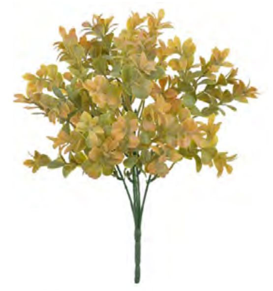 Folhagem Artificial Buxus Real Toque C/Power X40 Laranja Outono 33cm