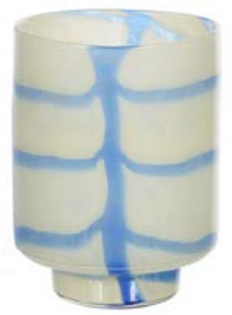 Vaso Decorativo Vidro Azul Branco 25cm